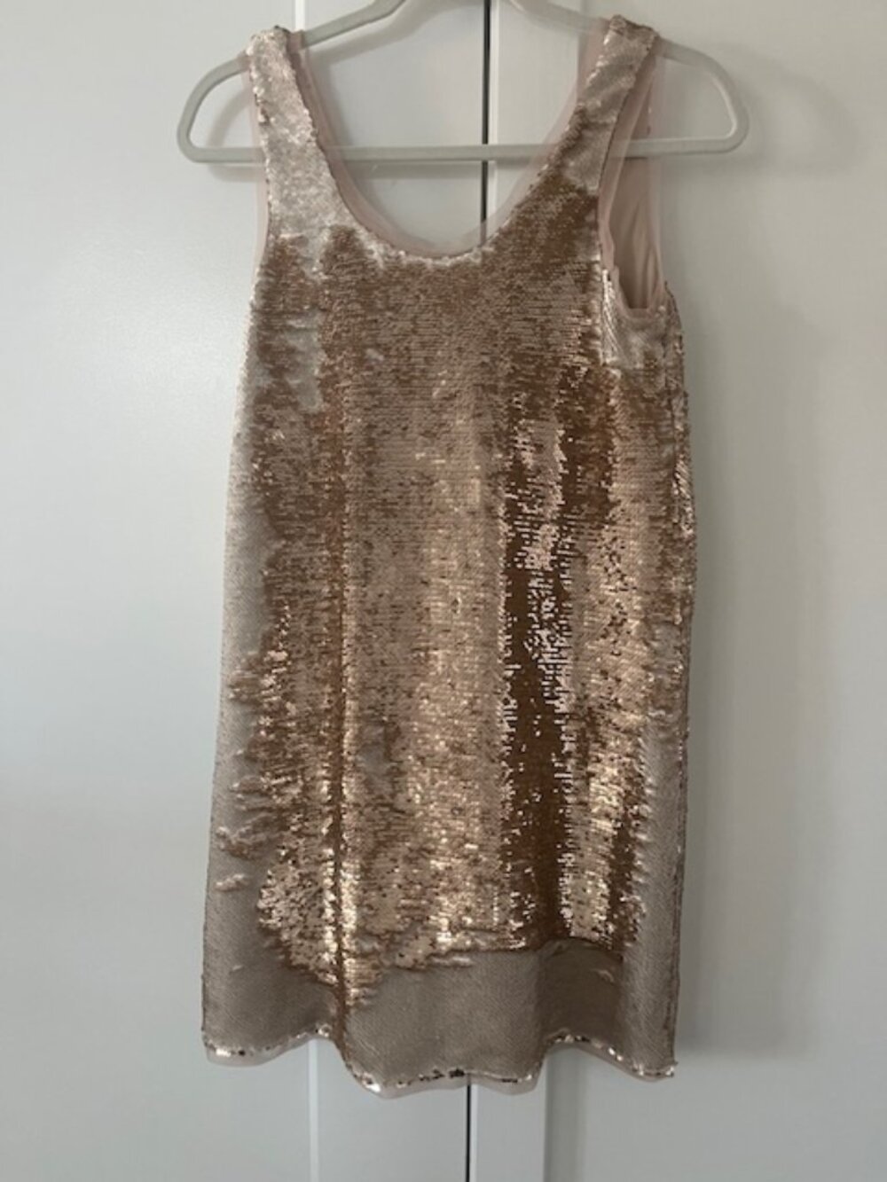 Champagne colored sequined dress